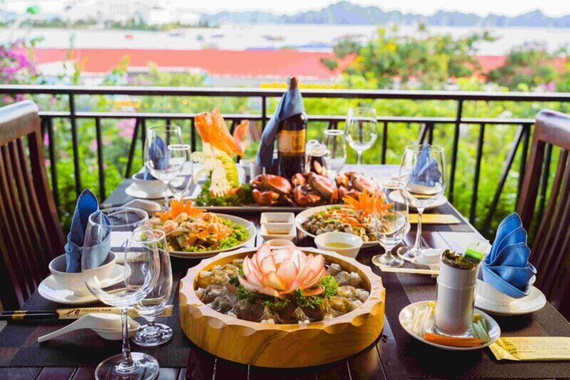 Savor fresh, delicious seafood with a view facing the sea bay